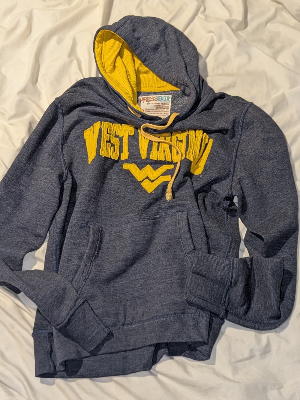 Pressbox Navy and Yellow Hooded Pullover